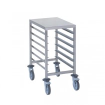 Chariot à glissière gastronorme, en acier inoxydable, GN 1/1 avec tablette