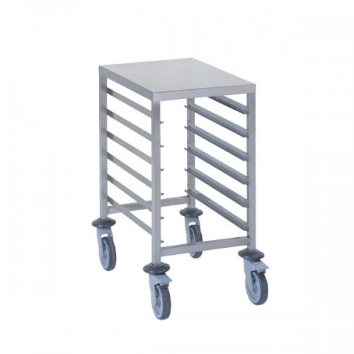 Chariot à glissière gastronorme acier inoxydable avec tablette H 760 mm Chariot à glissière gastronorme acier inoxydable avec tablette H 760 mm