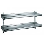 Étagère murale à crémaillère 2 niveaux en inox largeur 390 mm