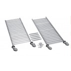 Chariots à glissières livrés à plat, en acier inoxydable, hauteur 1490 mm