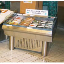 Etal à poissons, à froid ventilé, libre-service avec groupe, acier inoxydable, largeur 1140 mm