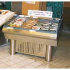 Etal à poissons, à froid ventilé, libre-service avec groupe, acier inoxydable, largeur 1140 mm