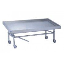 Etal à poisson modulaire, acier inoxydable, sur piétement réglable avec roues en acier inoxydable, L 1100 x l 1100 x P 75 mm