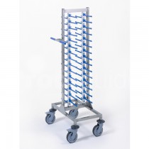 Chariot porte-assiettes garnies, 2 piles : 30 assiettes, longueur 420 mm