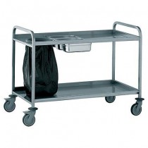Chariot à desservir, avec 3 bacs à couverts inox GN 1/3, hauteur 920 mm 