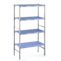 Rayonnage monté en ligne clayettes polypropylène P 400 x H 2050 mm 5 niveaux