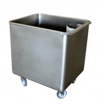 Cuve roulante avec bonde + crepine, en inox AISI 304, 180 litres