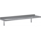 Étagère professionnelle inox cuisine avec dosseret arrière murale pleine P 400 mm