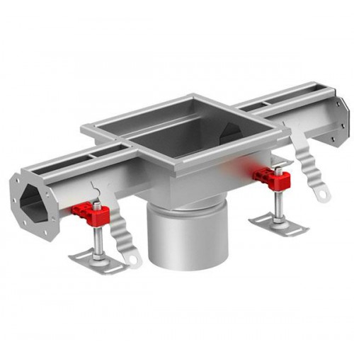 Eléments de sortie centrée 250 x 250 mm Ø 142 mm pour Caniveau Modul 20 Longueur 500 mm profondeur 70 mm