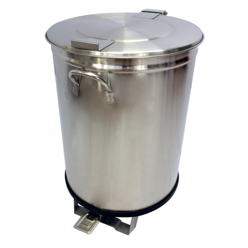 Bac à déchets inox roulant avec couvercle à pédale 105L Bac à déchets inox roulant avec couvercle à pédale 105L