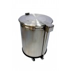 Bac à déchets inox roulant avec couvercle à pédale 50L