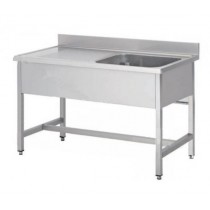 Plonge démontable sans étagère, en inox ASI 304, 1 bac à droite, P 600 mm