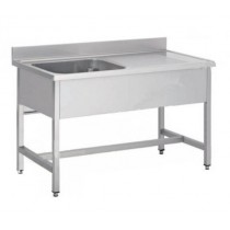 Plonge démontable sans étagère, en inox AISI 304, 1 bac à gauche, P 600 mm