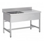 Plonge démontable sans étagère, en inox AISI 304, 1 bac à gauche, P 600 mm