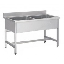 Plonge démontable sans étagère, en inox AISI 304, 2 bacs, L 1200 mm