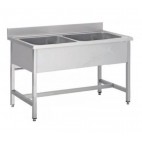 Plonge démontable sans étagère, en inox AISI 304, 2 bacs, L 1200 mm