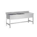 Plonge démontable sans étagère, en inox AISI 304, 2 bacs à gauche, L 1500 mm