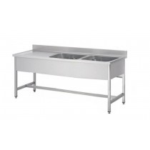 Plonge démontable sans étagère, en inox AISI 304, 2 bacs à droite, H 850 mm