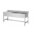 Plonge démontable sans étagère, en inox AISI 304, 2 bacs à droite, H 850 mm