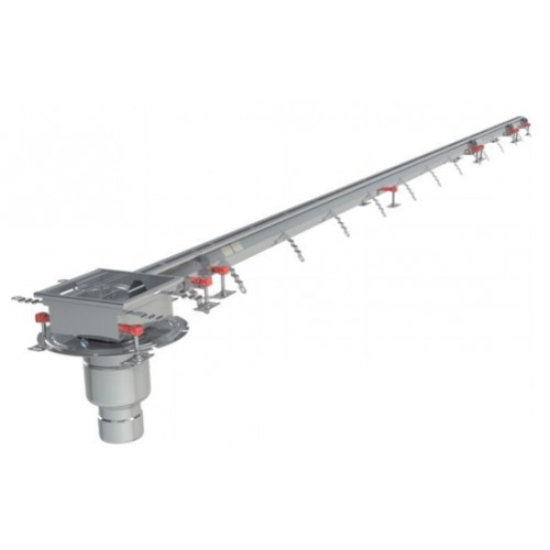 Caniveau Modul 20 sortie verticale en bout 157/DN110 avec boitier siphon 250 x 250 mm Longueur 5000 mm Caniveau Modul 20 sortie verticale en bout 157/DN110 avec boitier siphon 250 x 250 mm Longueur 5000 mm
