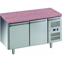 Desserte réfrigérée centrale, gamme patissière, dessus granit,2 portes, inox, 428 L