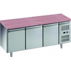 Desserte réfrigérée centrale gamme pâtissière dessus granit 3 portes 635 L