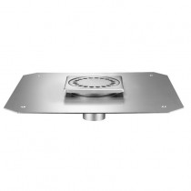 Siphon en acier inox, 100 x 100 mm, sortie verticale, Ø 40 mm