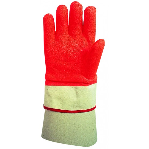 Gant résistant au froid caoutchouc PVC orange/blanche