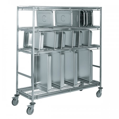 Chariot de stockage grand modèle acier inoxydable 51 cases par niveau P 620 mm pas de 30 mm Chariot de stockage grand modèle acier inoxydable 51 cases par niveau P 620 mm pas de 30 mm