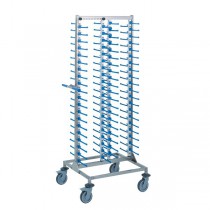 Chariot porte-assiettes garnies, 4 piles : 60 assiettes, longueur 730 mm