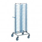 Chariot porte-assiettes garnies, 4 piles : 60 assiettes, longueur 730 mm
