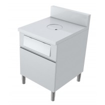 Meuble poubelle avec TVO 1 porte tiroir coulissant + volet basculant hauteur 850 mm