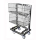 Chariot support pour panier à barquette, construction en inox