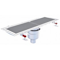 Caniveau Epur inox complet sol souple, caillebotis 300x1000, verticale DN110, telescopique