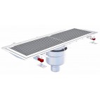 Caniveau Epur inox complet sol souple, caillebotis 300x1000, verticale DN110, telescopique