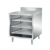 Meuble ouvert, avec dosseret, dessus lisse 3 étagères filaires, profondeur 700 mm