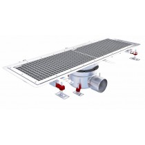 Caniveau Epur inox complet sol souple, caillebotis 300x1000, horizontale DN110, telescopique