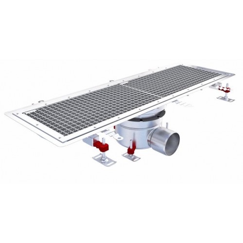 Caniveau Epur inox complet sol souple caillebotis 300x1000 horizontale DN110 telescopique Caniveau Epur inox complet sol souple caillebotis 300x1000 horizontale DN110 telescopique