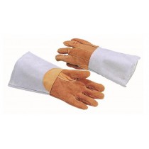 Gants de protection thermique 5 doigts, en cuir marron, longueur 380 mm