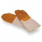 Moufles de défournement, en cuir marron, longueur  380 mm
