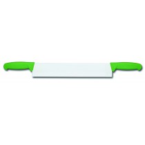 Couteau à fromage droit 2 manches, manche polypropylène vert, L lame 400 mm