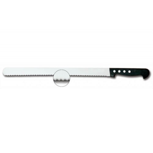 Couteau à génoise lame micro-dentée manche en plastique noir avec 4 rivets Couteau à génoise lame micro-dentée manche en plastique noir avec 4 rivets
