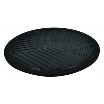 Plateaux ronds en mélamine noir strié sur pieds en silicone