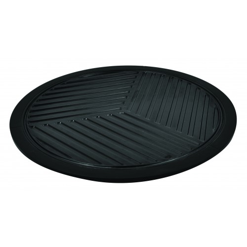 Plateaux ronds en mélamine noir strié sur pieds en silicone Plateaux ronds en mélamine noir strié sur pieds en silicone