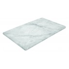 Plateau rectangulaire en melamine, imitation marbre de carrare blanc sur pieds silicone