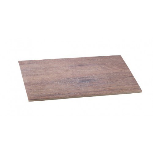 Plateau rectangulaire en mélamine, imitation bois rustique sur pieds silicone Plateau rectangulaire en mélamine, imitation bois rustique sur pieds silicone