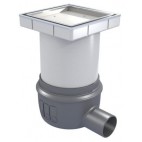 Siphon showerdrain easyflow plastique, couverture Tile 150x150  inox AISI 304 brillant, sortie horizontale DN50