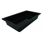 Plat noir format gastro en mélamine, bords larges sur pieds silicone, GN1/2