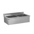 Plonge suspendue adossée 2 bacs L 1400 x l 700 mm
