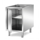 Meuble neutre ouvert, inox, avec étagère